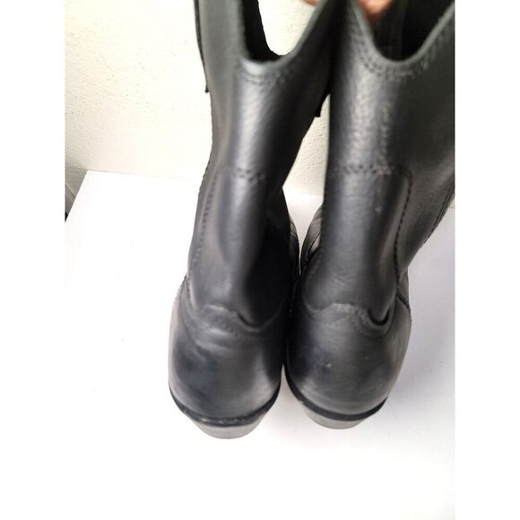 Vintage Black Soft Leather Flame  AND Oil Resistant Engineer Wester Boots Size 1 - Picture 4 of 15
